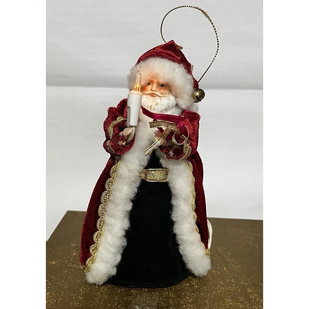 Vintage Santa Tree Topper Red Robe 6.5 Inch Porcelain Face Hands Table Ornament